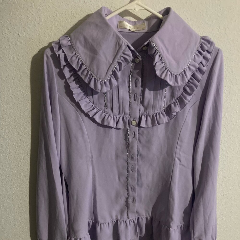 Ruffled Chiffon Lolita Blouse Lavender